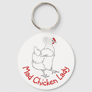 Porte-clés Dame Poulet Folle Drôle Mignon Dessin D'art Animal