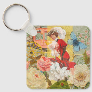 Porte-clés Dame victorienne femme élégante riche illustration