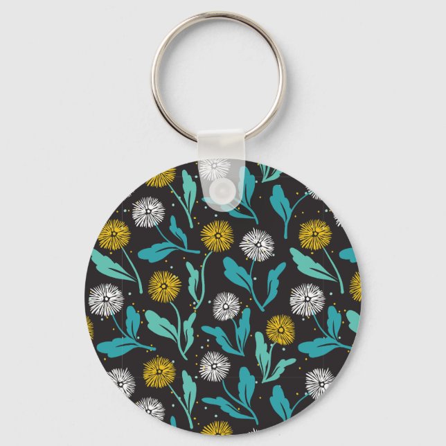 Porte-clés Dandelion de printemps Fleurs et design Feuille (Recto)