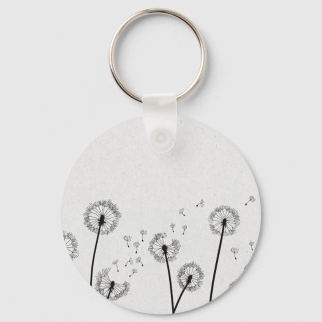 Porte-clés Dandelions Fleurs Pappus Spores Gris (Recto)