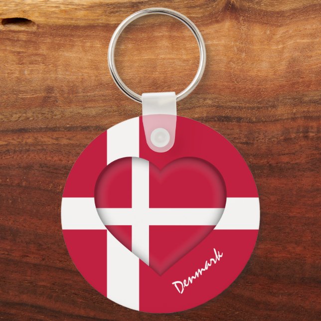 Porte-clés Danemark & Coeur, Danois Drapeau mode / sport (Recto)