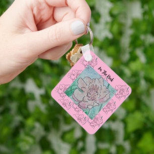 Porte-clés Dans la fleur de pivoine rose