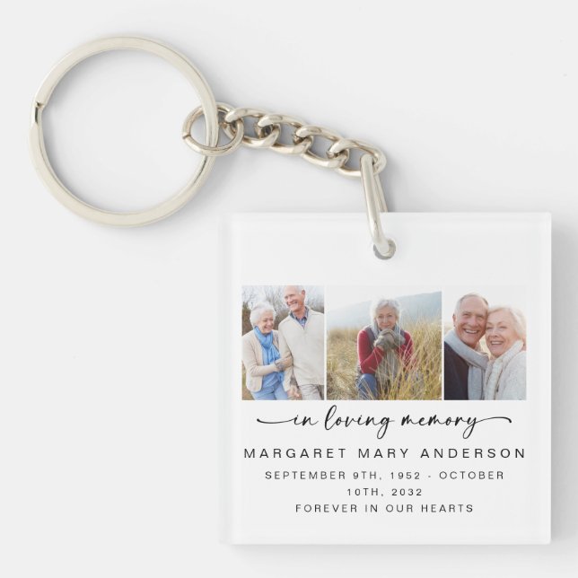 Porte-clés Dans la mémoire aimante | Trois photos Hommage com (Devant)