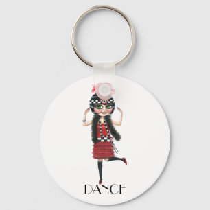 Porte-clés Danse 1920s Costume Big Eye Flapper Girl