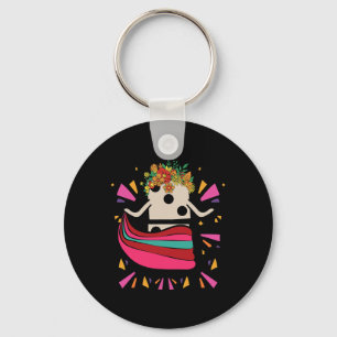 Porte-clés Danser Train Mexicain Domino Tile Fleurs Drôle Ga