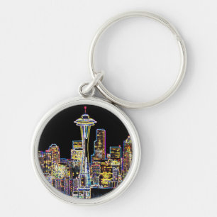 Porte-clés Dark be the Night - Luminous Seattle Skyline