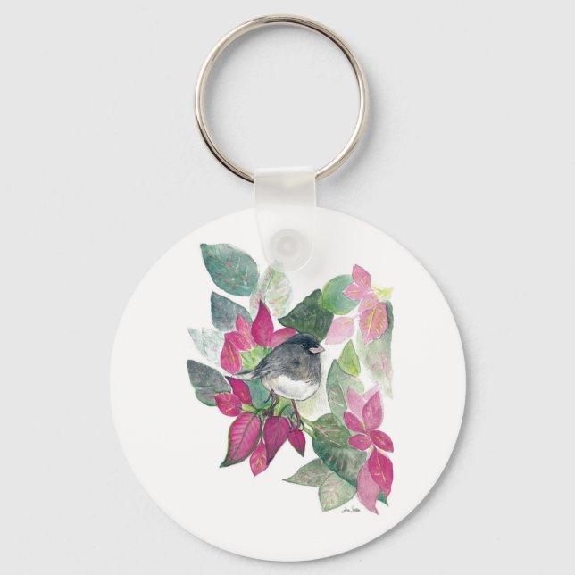 Porte-clés Dark Eyed Junco Porte - clé d'aquarelle d'oiseaux (Recto)