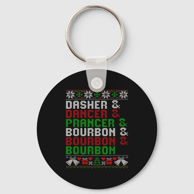 Porte-clés Dasher Dancer Prancer &amp; Bourbon Xmas Holiday U (Recto)