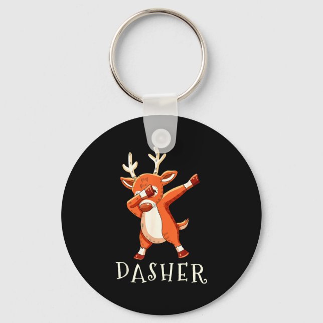 Porte-clés Dasher Santas Reindeers Family Matching Outfit Chr (Recto)