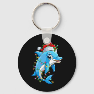Porte-clés Dauphin amusant Santa Chapeau Noël Arbre Lumières