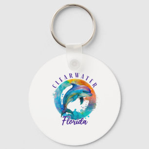 Porte-clés Dauphin aquarelle heureux Clearwater Floride 