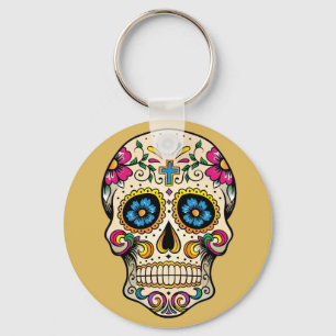 Porte-clés Day of the Dead Sugar Skull with Cross Keychain