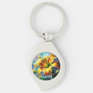 Porte-clés Daylilies Daylilies Fleur Jaune Turquoise Personna