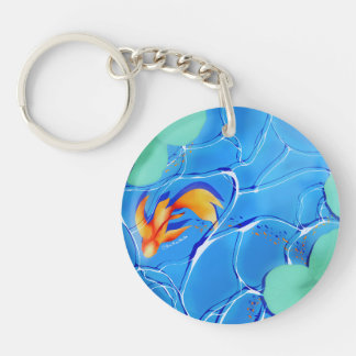 Porte-clés de bassin de carpes koï avec jardin aqu