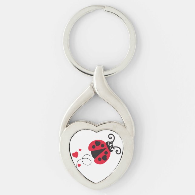 Porte-clés de coccinelle de coeur d'amour (Devant)