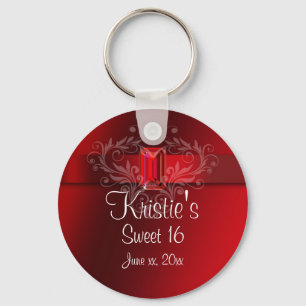 Porte-clés de faveur de fête élégant rouge Sweet S
