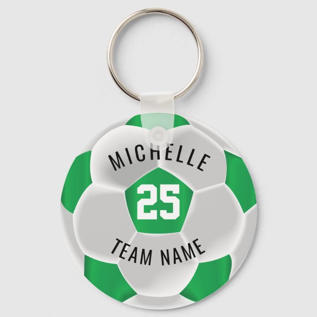 Porte-clés ⚽ de football - Vert et Blanc (Recto)
