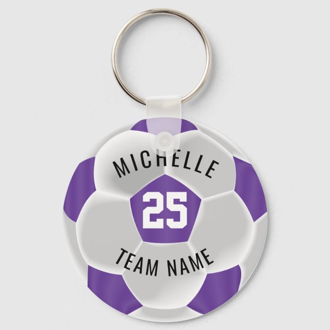 Porte-clés ⚽ de football - violet et blanc (Recto)