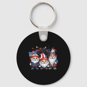 Porte-clés De Juillet Patriotique Gnome Américain Drapeau Usa