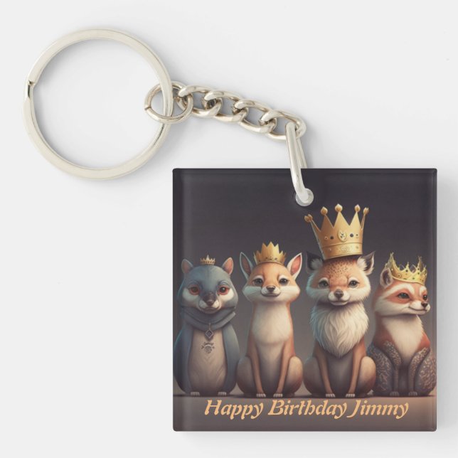 Porte-clés De mignons animaux sauvages en couronne (Devant)