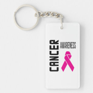 Porte-clés de sensibilisation au cancer (blanc)