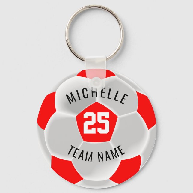 Porte-clés ⚽ de soccer - Rouge et Blanc (Recto)