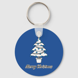 Porte-clés Décorations Bleues Arbre de Noël Blanc - Joyeux No