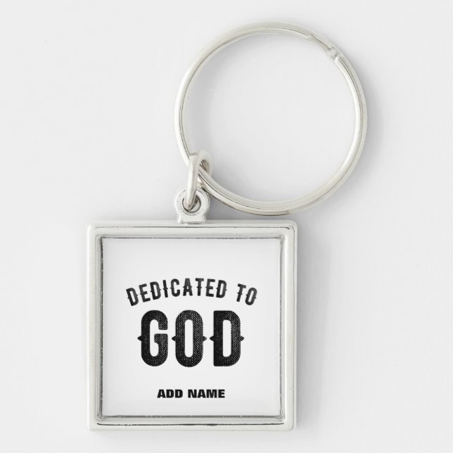 PORTE-CLÉS DÉDIÉ À DIEU COOL PERSONNALISABLE NOIR TEXTE (Devant)