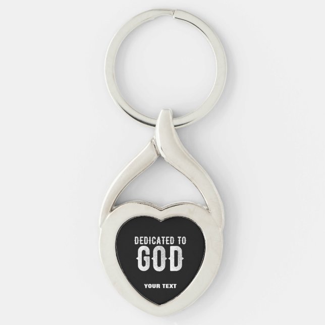 PORTE-CLÉS DÉDIÉ À DIEU COOL PERSONNALISABLE TEXTE BLANC (Devant)