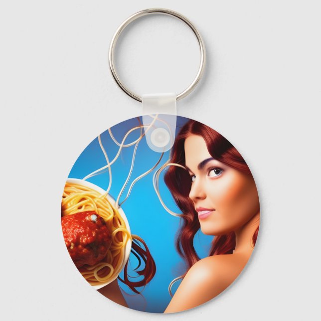 Porte-clés Déesse Avec Une Plaque De Spaghetti Et De Boules D (Recto)