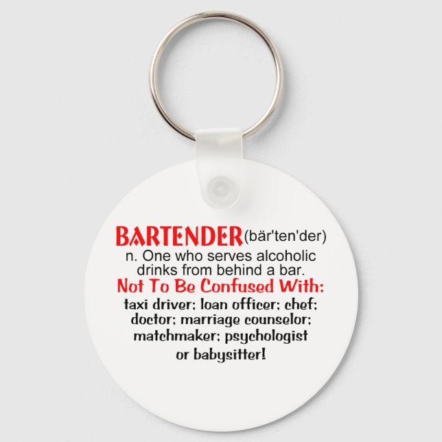 Porte-clés Définition d'un barman (Recto)