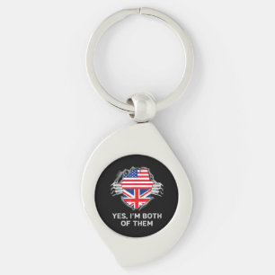 Porte-clés Demi-Américain Moitié Anglais USA Angleterre Drape