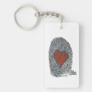 porte-clés d'empreinte digitale de coeur d'amour