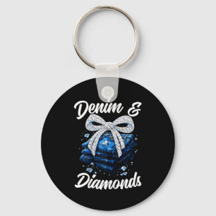 Porte-clés Denim et diamants s'inclinent glamour mode western