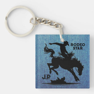 Porte-clés Denim personnalisé de star de rodéo