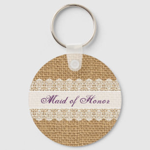 Porte-clés Dentelle délicieuse Burlap - Maid of Honor - Shabb