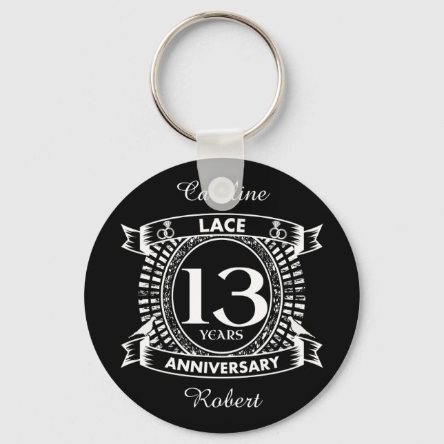 Porte-clés Dentelle du 13e anniversaire du mariage (Recto)
