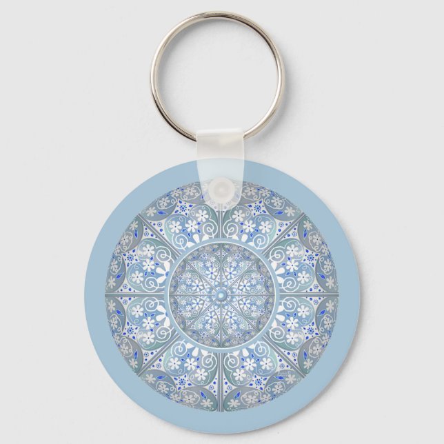 Porte-clés Dentelle en céramique bleu clair (Recto)