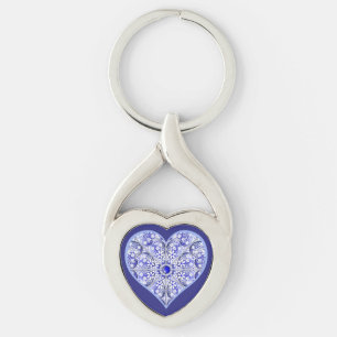 Porte-clés dentelle en céramique Bleu de Grèce
