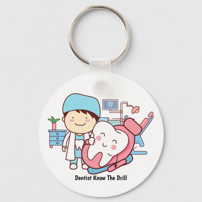 Porte-clés dentiste Animé avec dent (Recto)