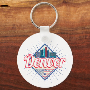 Porte-clés Denver Colorado États-Unis Skyline Vintage USA