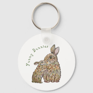 Porte-clés Des lapins amusants. Dessin au crayon
