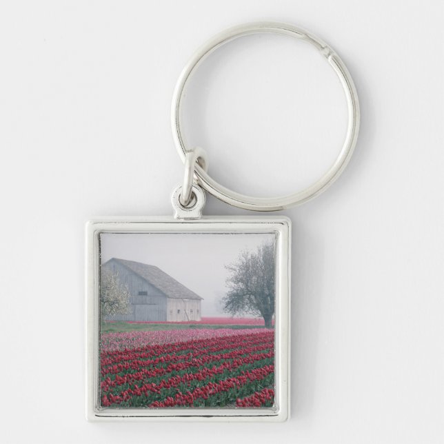 Porte-clés Des tulipes rouges et roses accueillent la journée (Devant)
