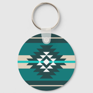 Porte-clés Design aztèque en couleur turquoise