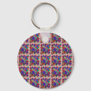 Porte-clés Design d'art en verre tendu peinture réelle multic