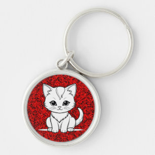 Porte-clés Design d'art Stylisé Cat Kitten Line-52315