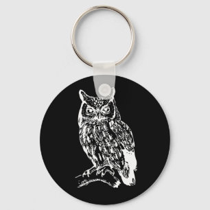 Porte-clés Design de Chouette noire et blanche