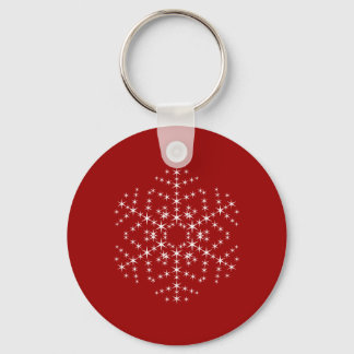 Porte-clés Design de flocon de neige en rouge foncé et blanc.