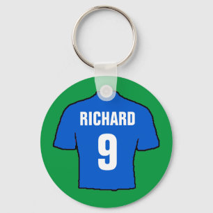 Porte-clés Design de maillot de football en bleu.