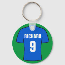 Design de maillot de football en bleu. porte - clé